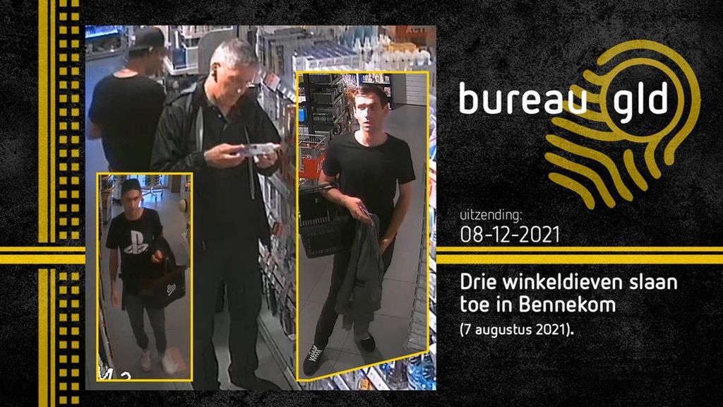 Trio gezocht na winkeldiefstal in Bennekom. Foto: politie/Bureau GLD Trio gezocht na winkeldiefstal in Bennekom. Foto: politie/Bureau GLD