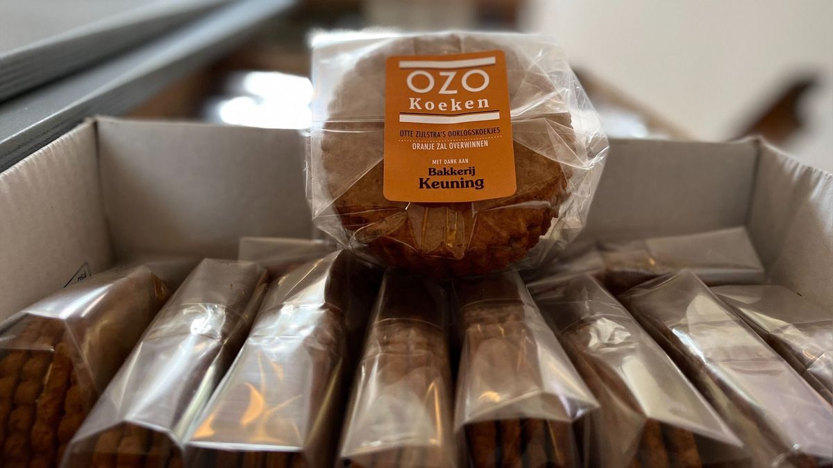 Verzetskoek eten bij 'gouden' muren van het oude stadhuis van Workum