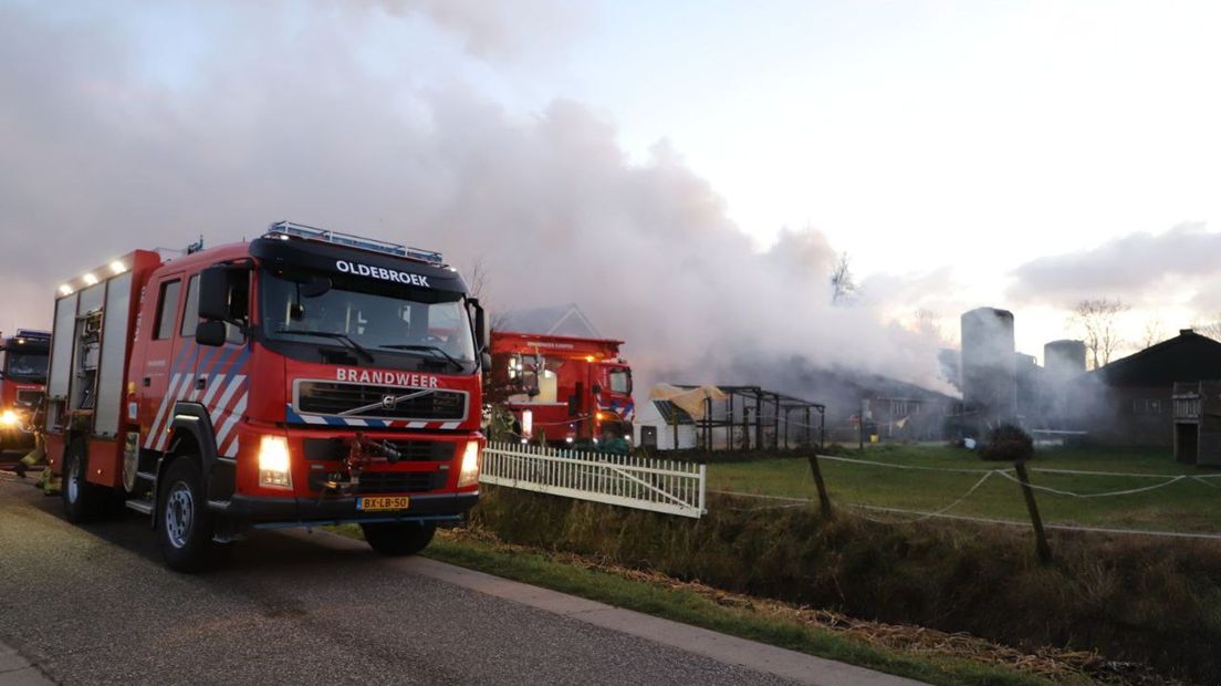 Big fire in cattle barn on a farm in Zalk, all young cattle died