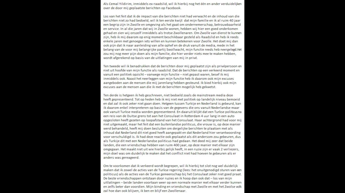 De brief van Cemal Yildirim