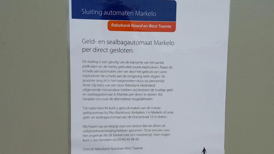 De sluiting van de geldautomaat in Markelo