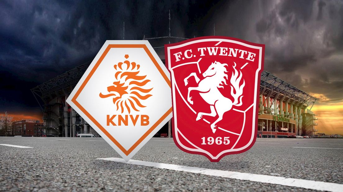 Logo's KNVB en FC Twente voor De Grolsch Veste