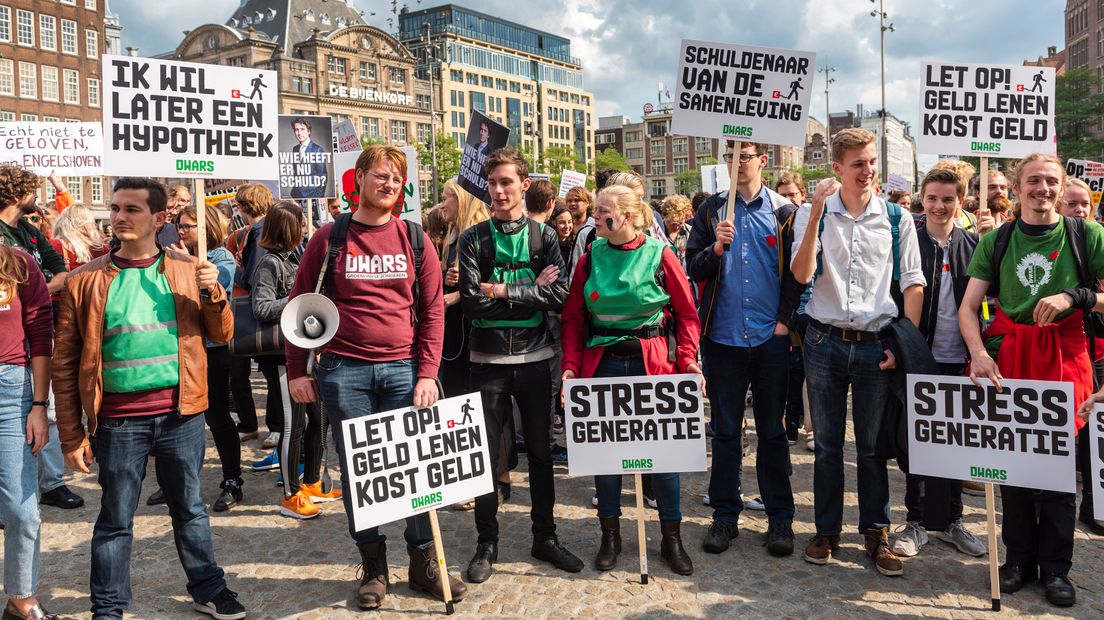 Studenten tijdens een eerdere demonstratie tegen het leenstelsel