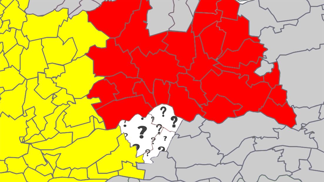 Rood = Utrecht, geel = Zuid-Holland. Waar gaan de drie gemeentes bij horen?