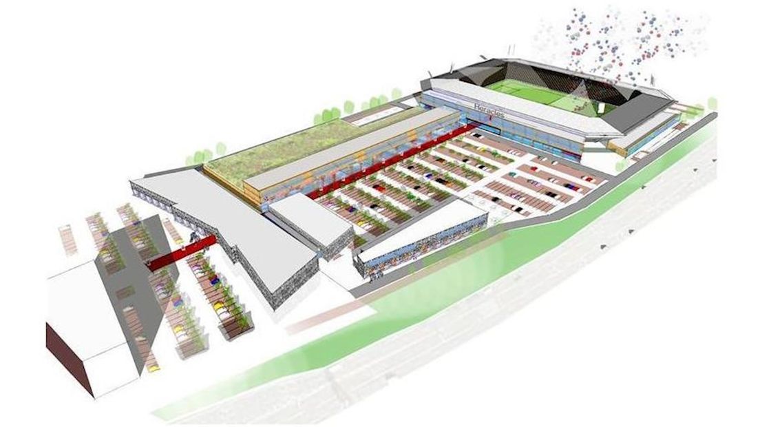Artist impression van nieuw Heracles-stadion