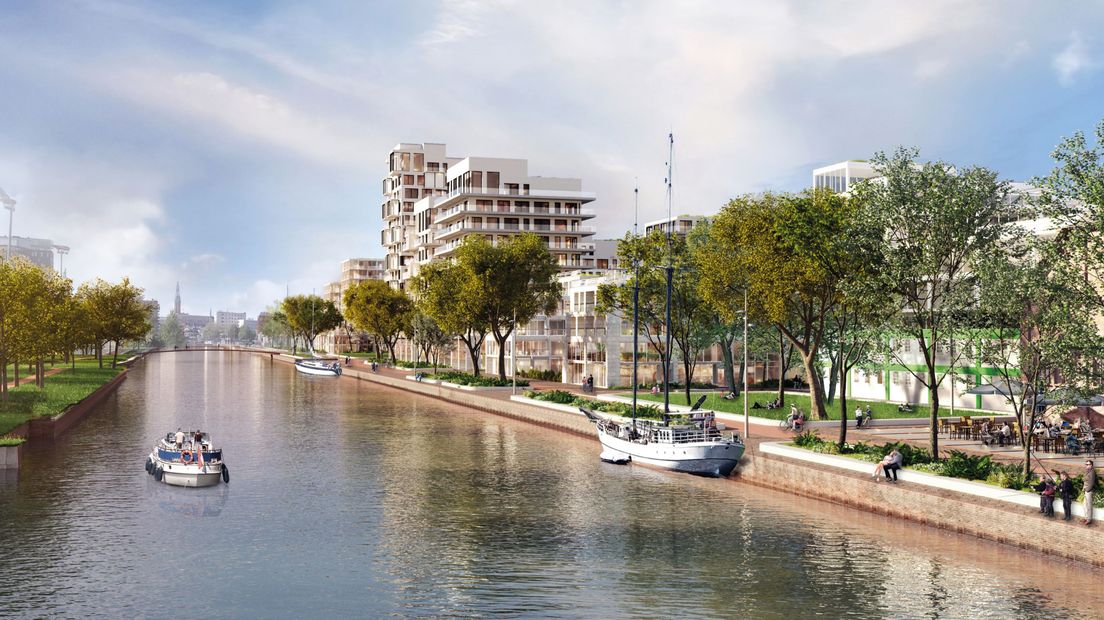Stadshavens wordt gebouwd aan het Eemskanaal in Stad