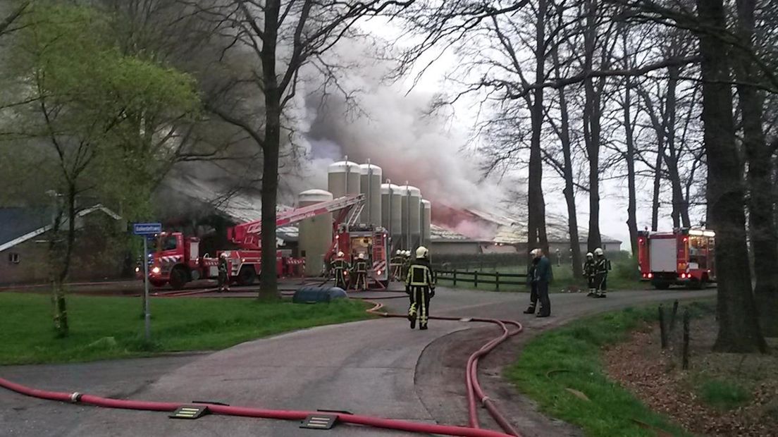 Grote brand in varkensschuur Langeveen