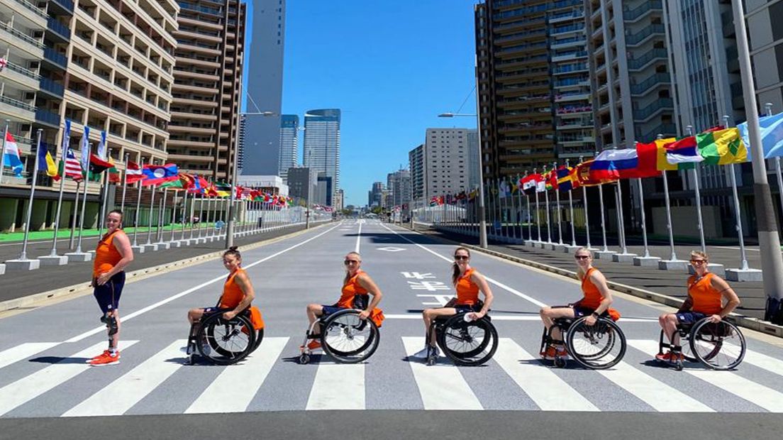 Het damesrolstoelbasketbalteam in Tokio