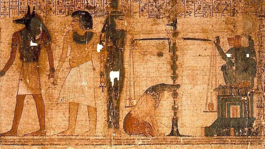 Een stuk van de papyrusrol uit het graf van handelaar Qenna