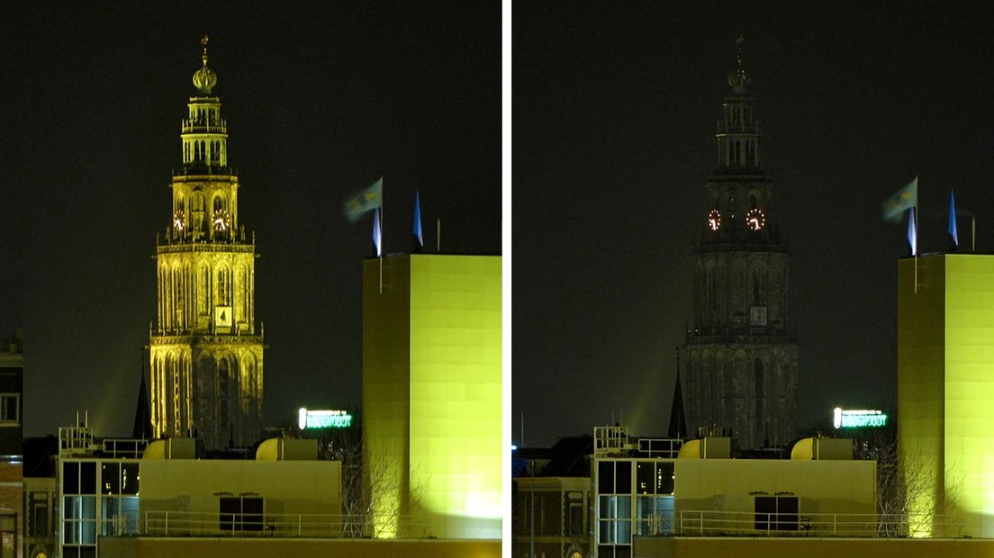 Groningen vorig jaar tijdens Earth Hour