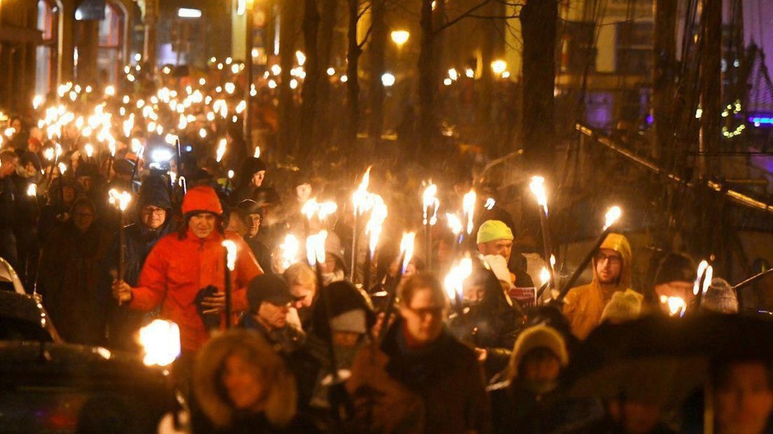 Duizenden Groningers liepen in 2018 mee in een fakkeltocht tegen de gaswinning