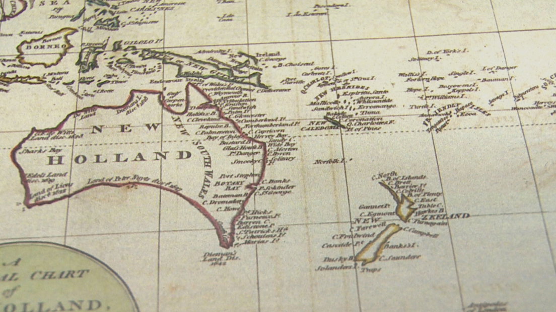 Nieuw continent -  kaart New Holland en New Zeeland