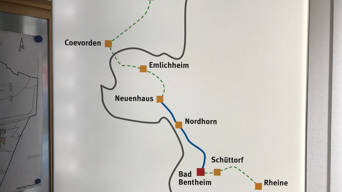 Kaart spoor Emmen - Rheine.