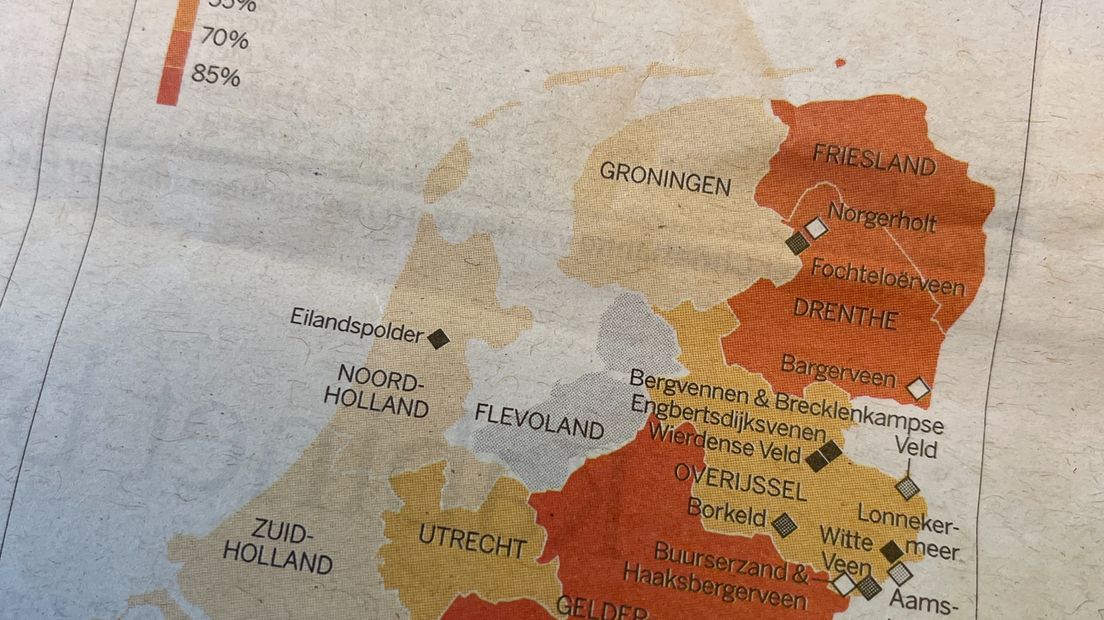 Groningen en Friesland zijn zaterdagochtend door de Volkskrant verwisseld
