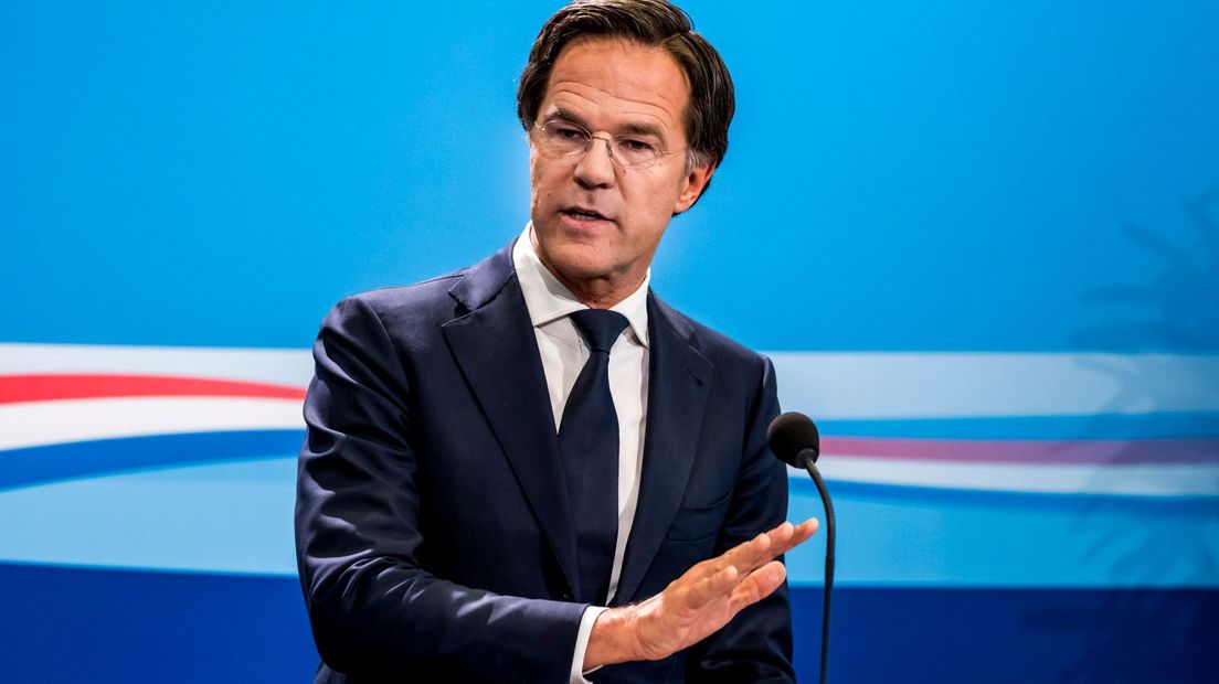 Premier Mark Rutte tijdens de persconferentie na afloop van de wekelijkse ministerraad