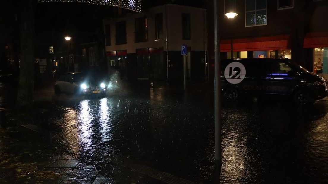 Wateroverlast in Nunspeet.