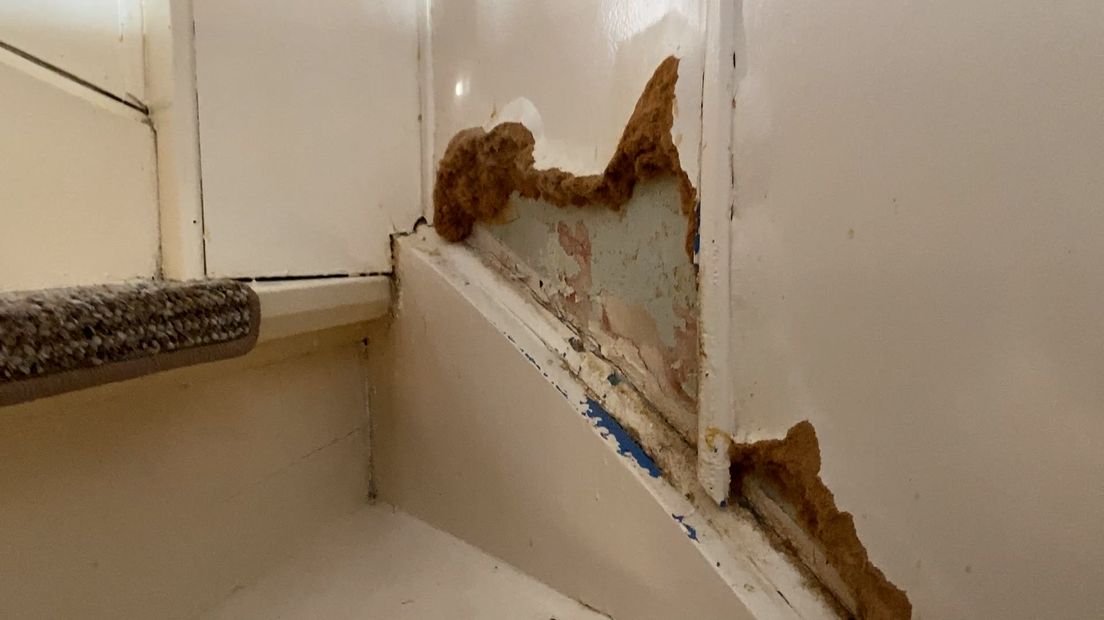Schimmel bij de trap in het huis van Ria