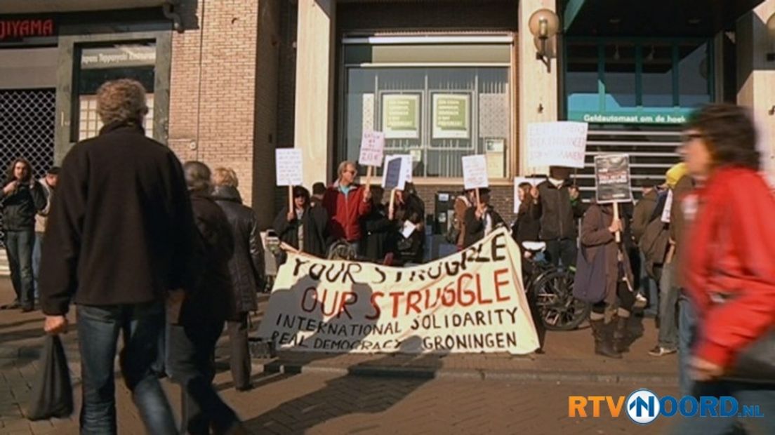 Demonstranten in Groningen