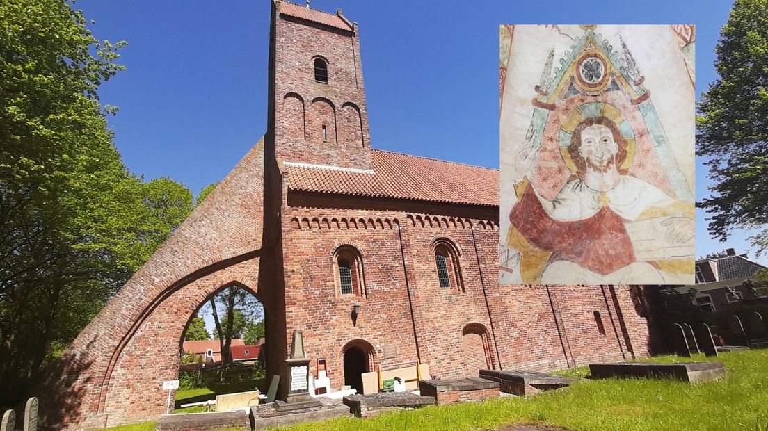 De kerk van Bierum en de afbeelding van Christus die is hersteld
