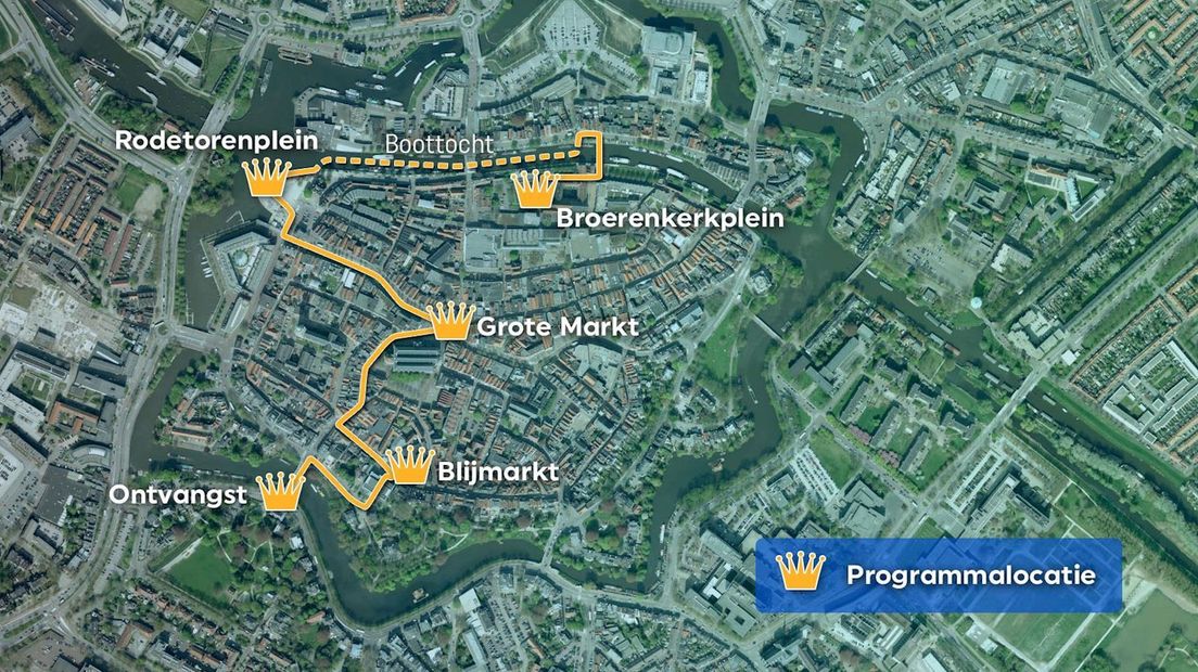 Route van programma Koningsdag 2016 in Zwolle