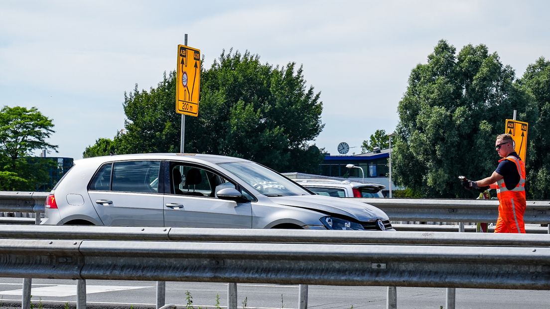 Een van de voertuigen betrokken bij de kop-staart botsing
