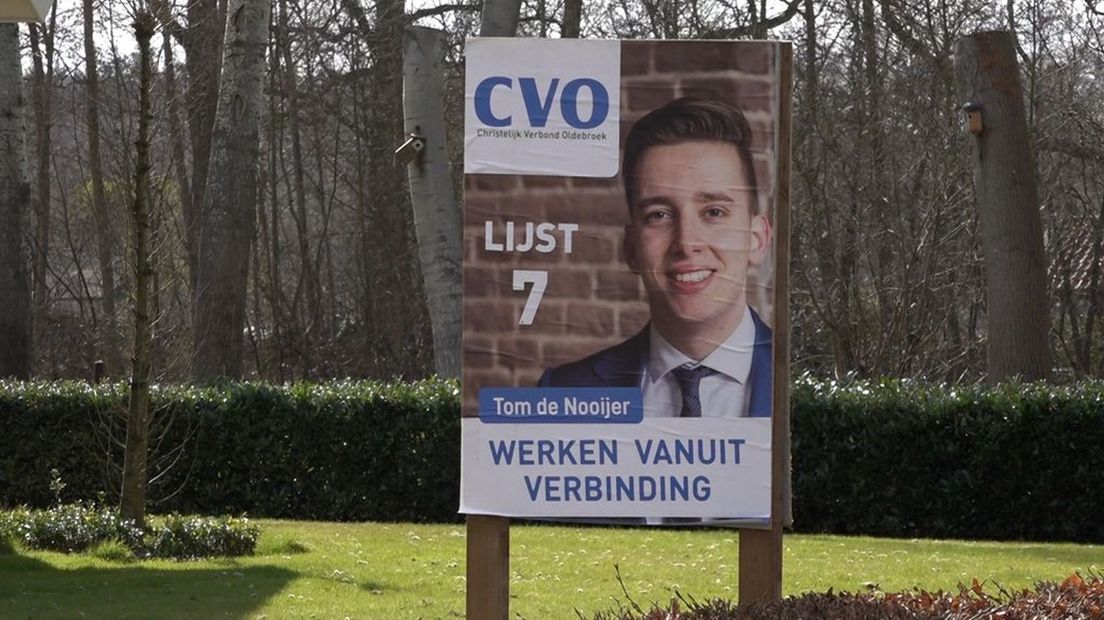 De verkiezingsposter van CVO van Tom de Nooijer in Oldebroek