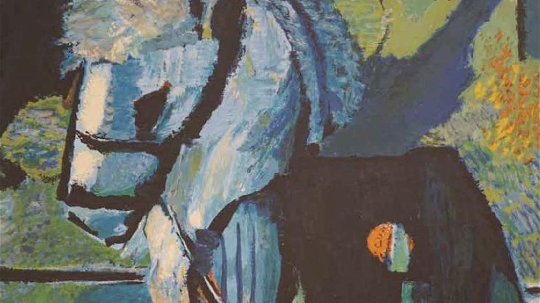 Deel van de flyer: schilderij van Kees Verwey