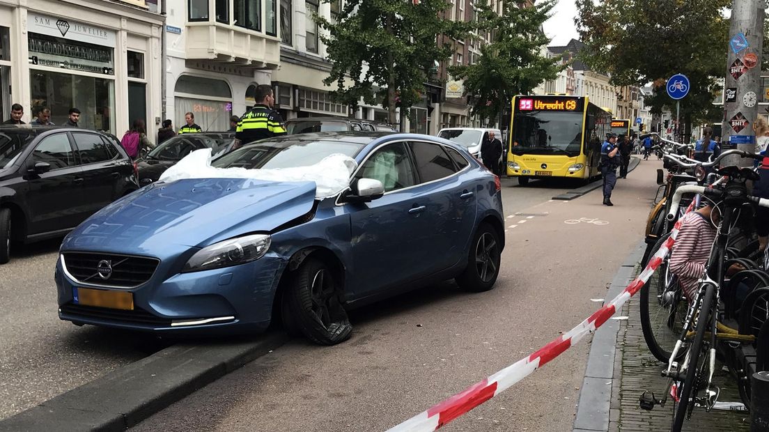 De Volvo van S. na het ongeluk.