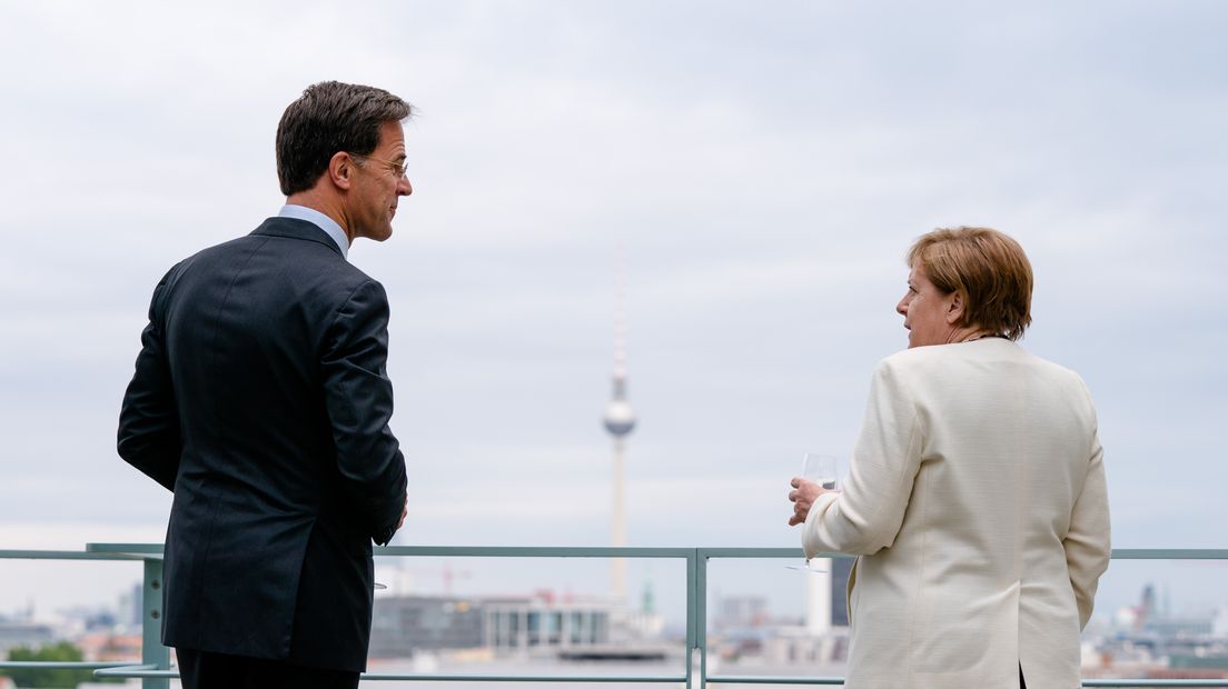 Premier Mark Rutte en bondskanselier Angela Merkel.