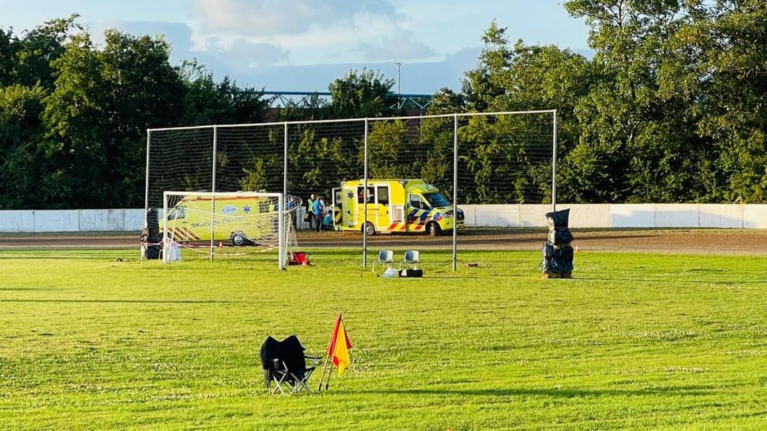 Motorcycle racer James Shanes is treated at the ambulance