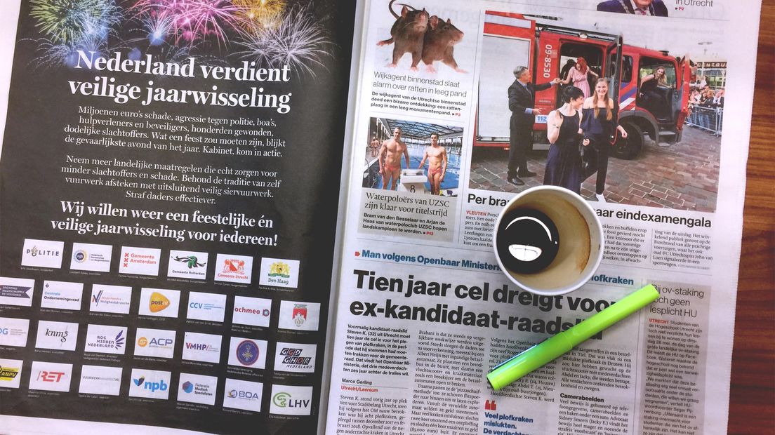 Paginagrote advertentie in AD: stop met knalvuurwerk