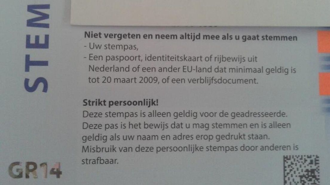 Een stempas voor 2014 met het jaartal 2009