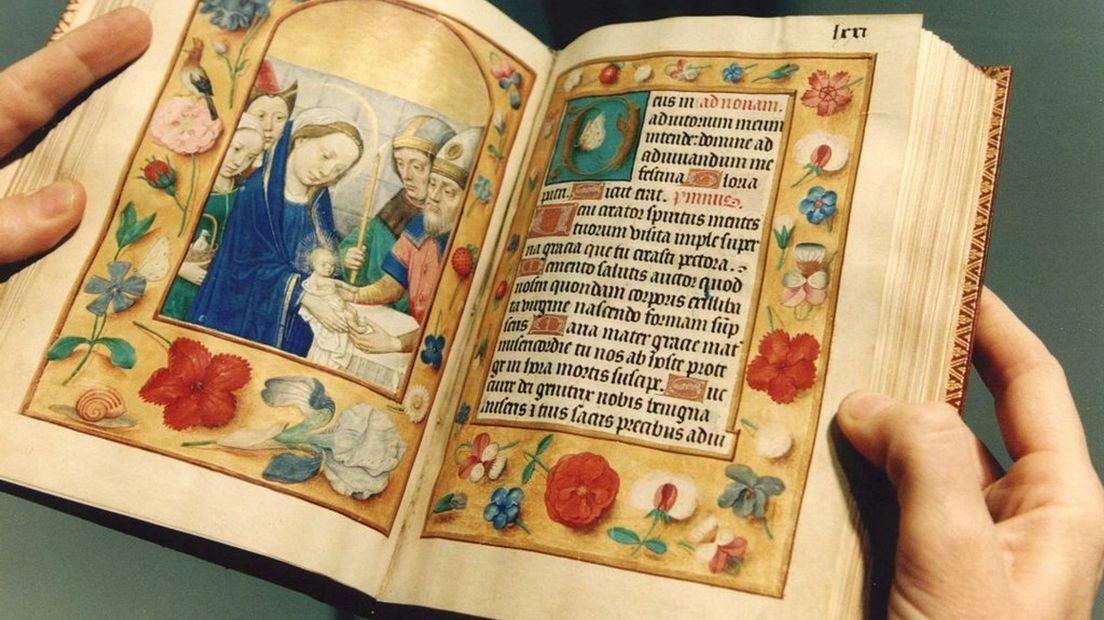 Voorbeeld van een middeleeuws getijdenboek, niet het boek in kwestie.