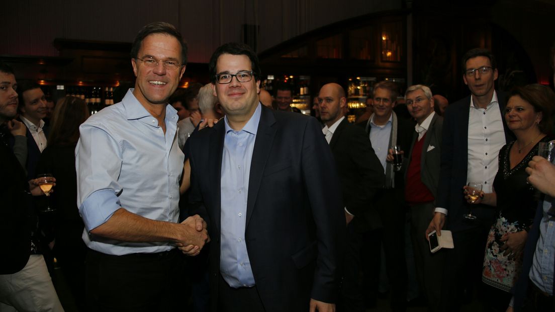 Mark Rutte en de Utrechtse fractievoorzitter Dimitri Gilissen.
