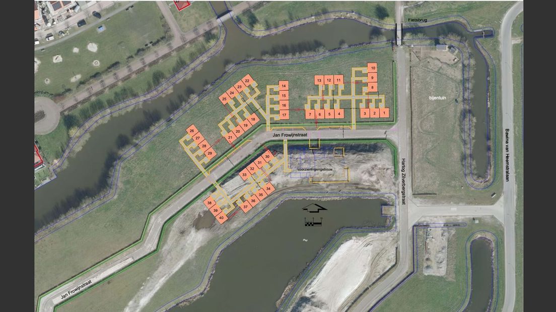 Zo moet het in augustus eruit zien: veertig units en een voorzieningengebouw