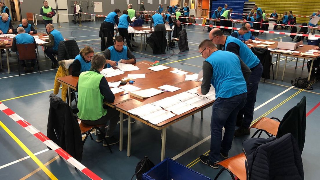 De stemmentellers aan het werk
