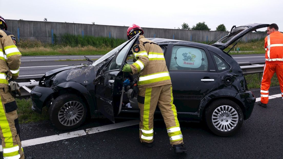Door het ongeluk ontstond een file