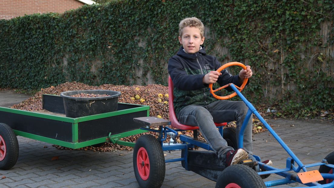 Niels brengt vaak een kar vol eikels langs (Rechten: Dylan de Lange/RTV Drenthe)