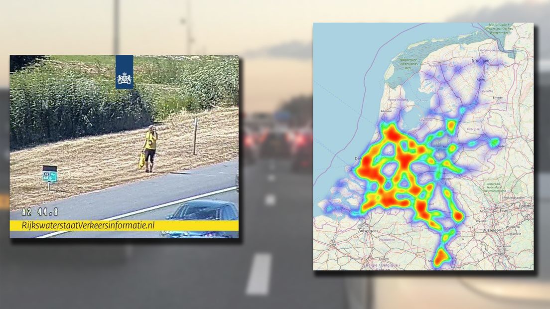 Bij Utrecht worden veel snelwegwandelaars gezien