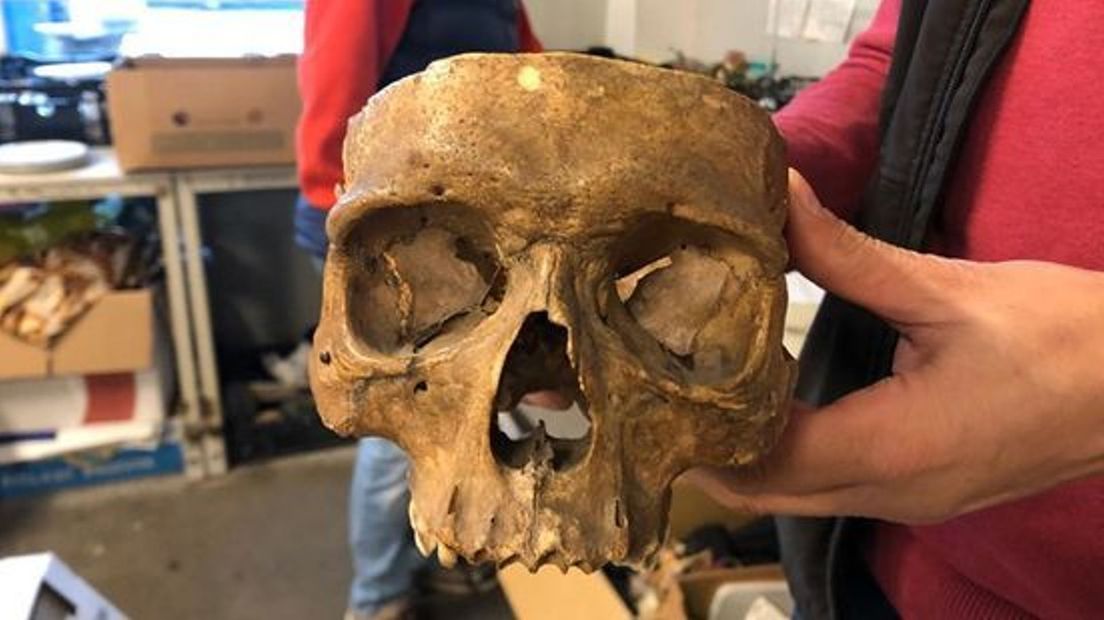 De schedel die werd afgeleverd bij een kringloopwinkel in Twello