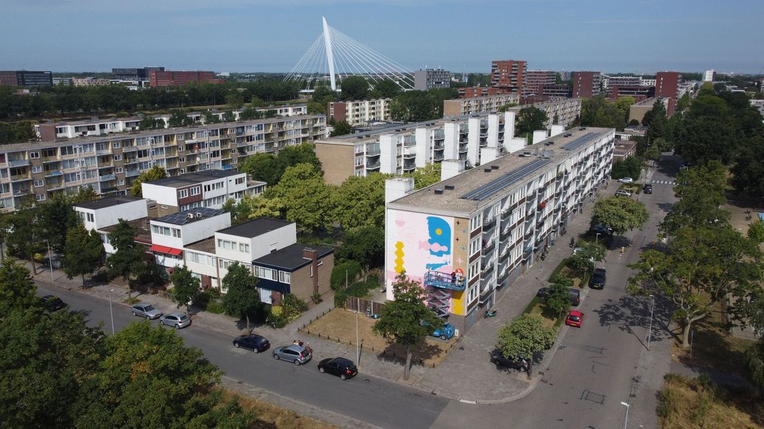 De muurschildering in de Utrechtse wijk Kanaleneiland