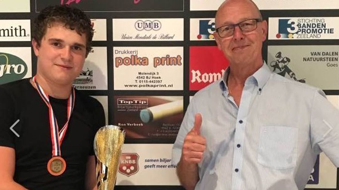 Joey de Kok uit Lewedorp werd in Sluiskil Nederlands kampioen driebanden