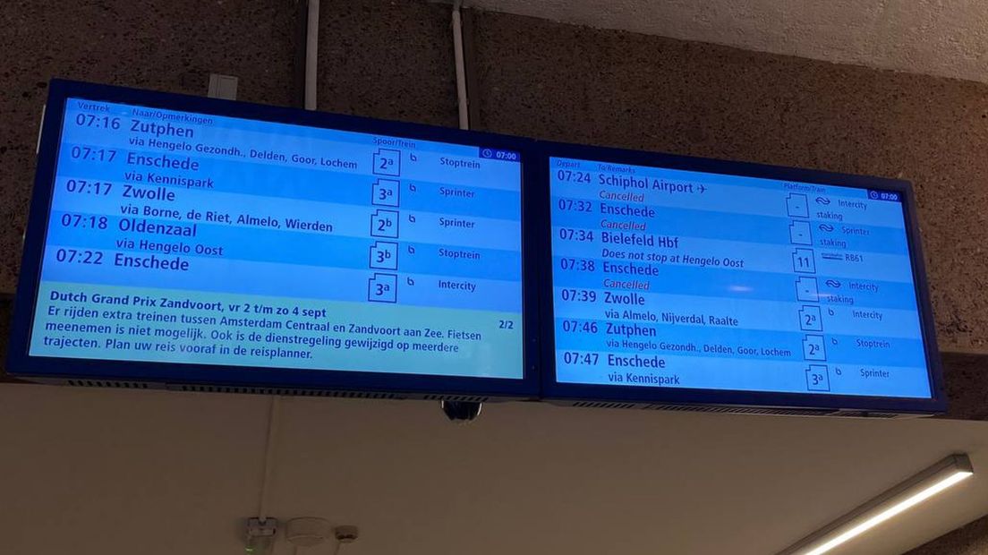 De NS-treinen vallen allemaal uit in Oost-Nederland