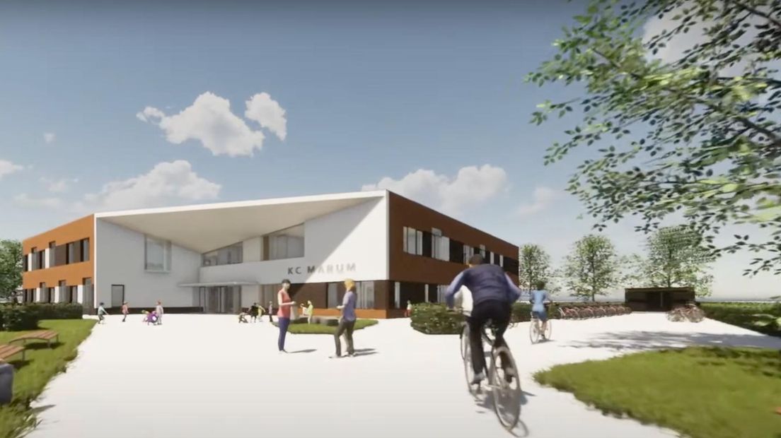 Een schets van het IKC in Marum.