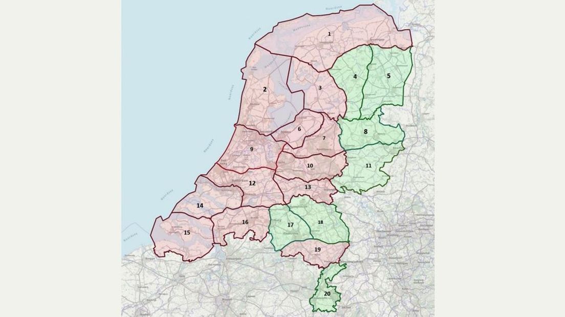 In de rode regio's geldt de ophokplicht nog, in de groene niet.