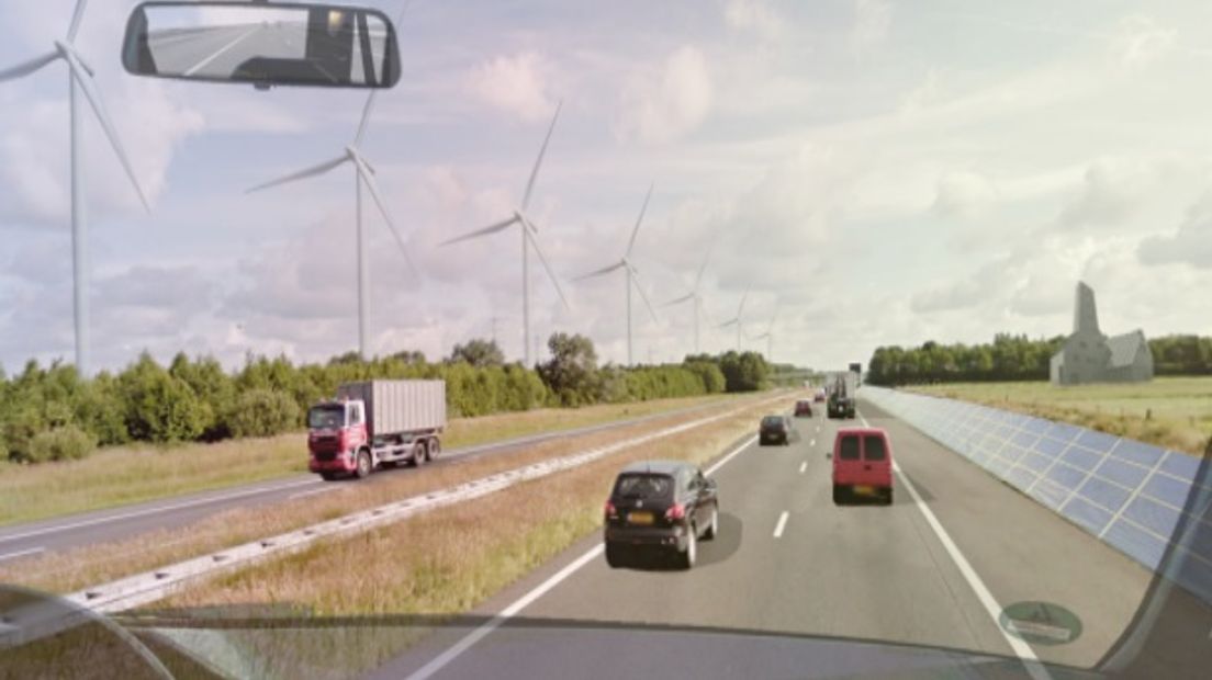 Windmolens langs A28 bij Assen