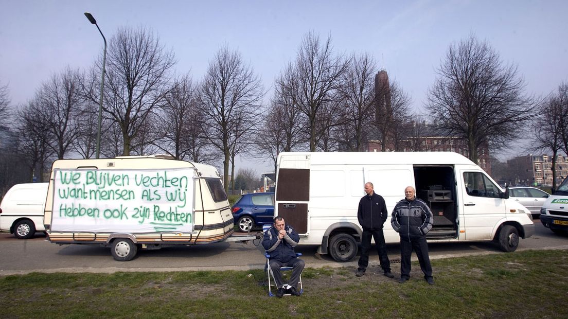 Demonstratie woonwagenbewoners in Den Haag