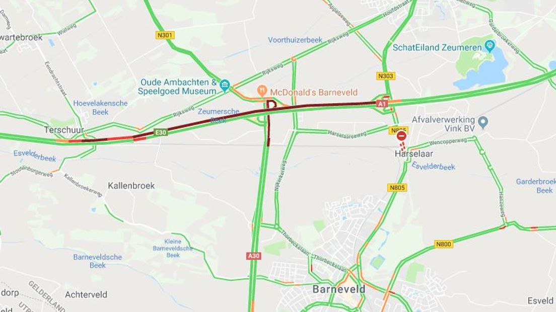 De situatie rond 19.00 uur. Bron: livetraffic.nl