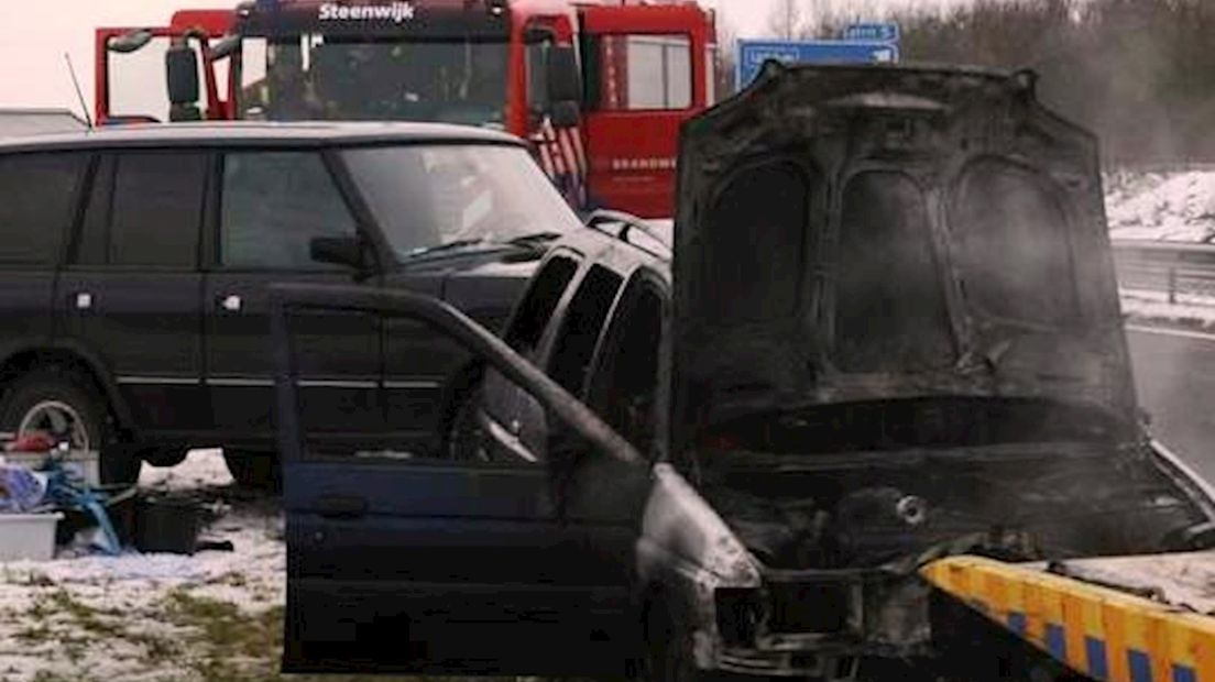 Autobrand op A32 bij Steenwijk