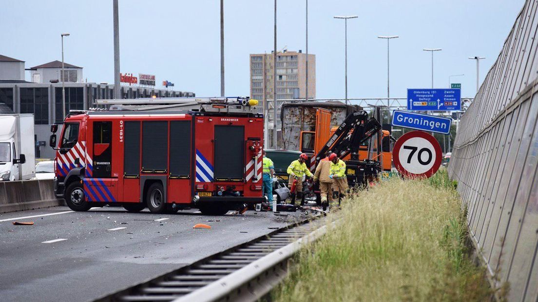 Bij het ongeval waren onder meer twee vrachtwagens betrokken